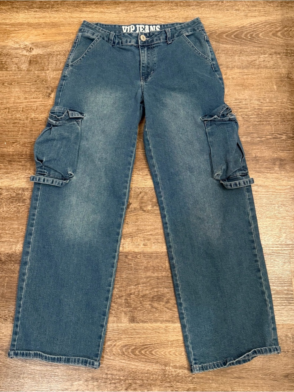 VIP Denim Cargo Jeans in Light Blue Wash